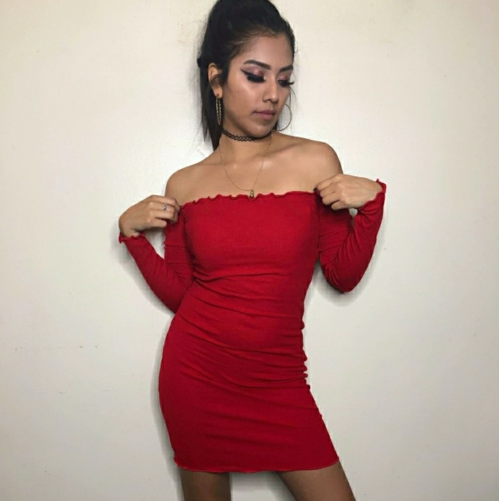 (NEW) Off Shoulder Mini Dress